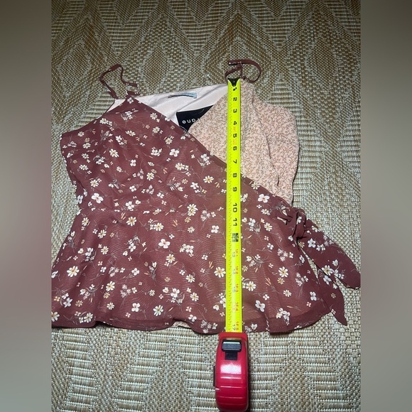 Anthropologie Paper Crane Junior's Double Print Faux Wrap Peplum Top,Size M,NWT - Picture 7 of 10